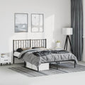 Metal Bed Frame with Headboard King Size Black Steel Platform Bed Frame Sturdy Headboard Underbed Storage Space for Bedroom Furniture