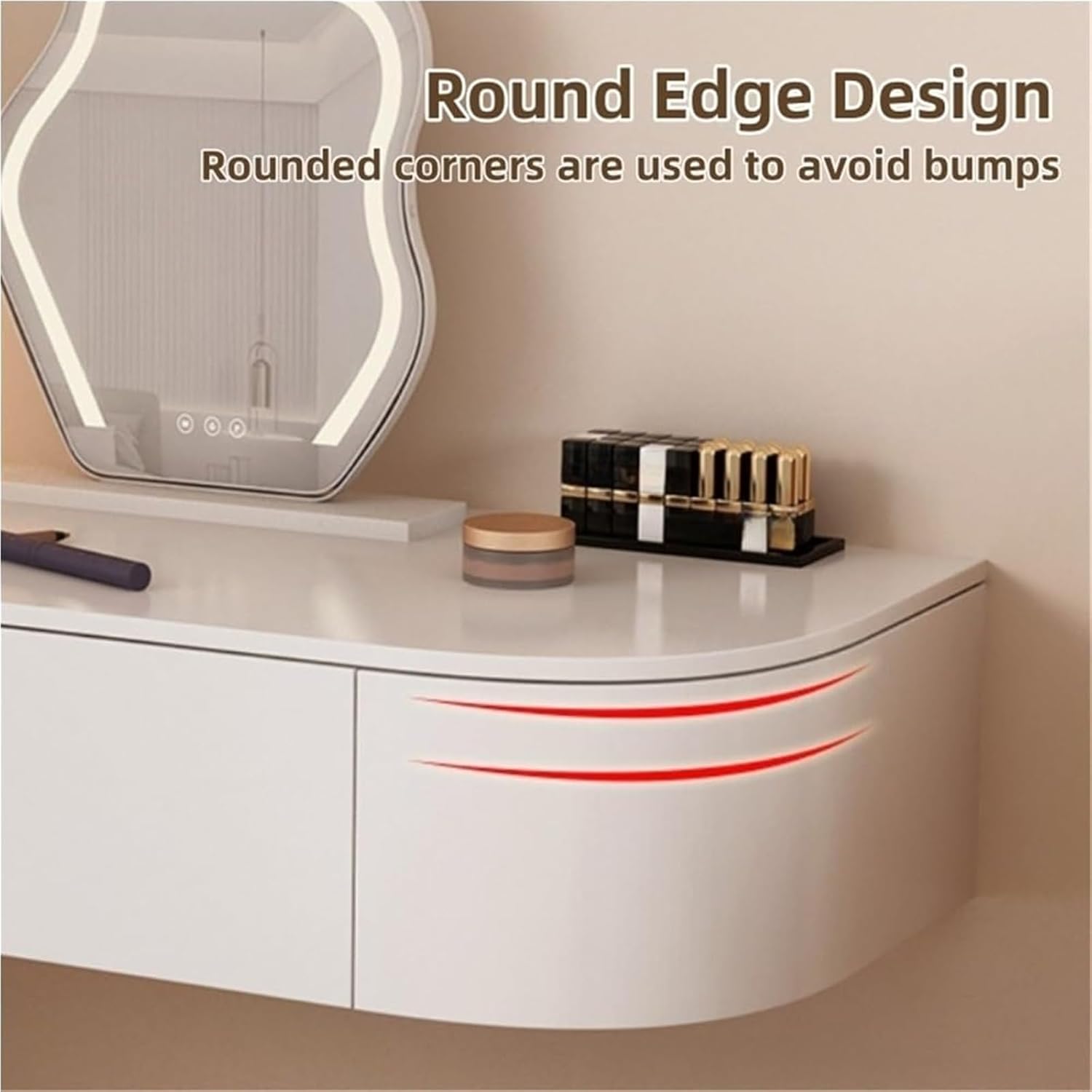 Floating Vanity Makeup Table with Drawer Wall-Mounted Dressing Table Corner Desk Small Suspended Vanity Desk,Ideal for Home