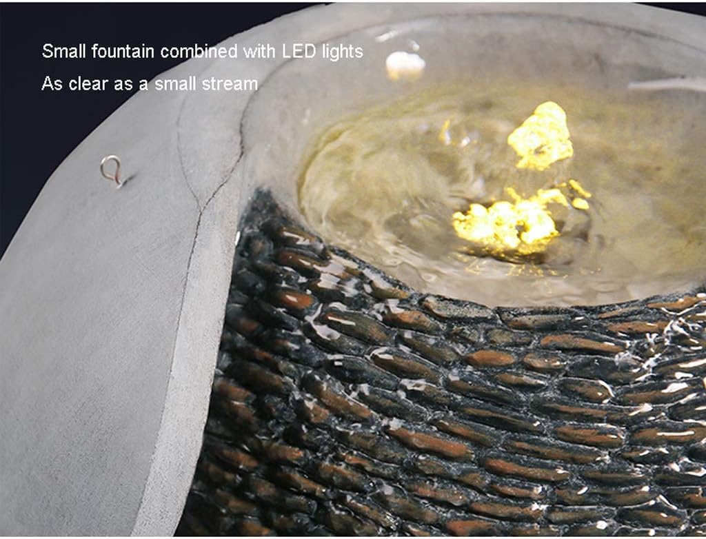 Indoor Fountain/Water Fountain 14.8' Spherical Fountain Resin Made to Simulate The Appearance of Cement Texture Indoor/Outdoor Garden Patio Fountain Tabletop Water Fountains,Grey