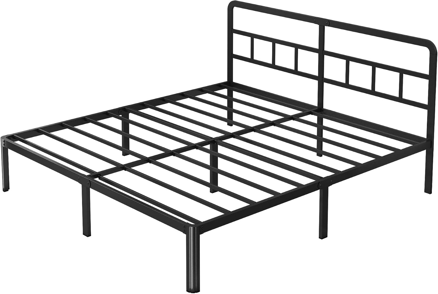 Yicensen 14 Inch King Bed Frame with Headboard, Heavy Duty Metal King Size Platform Bed Frame with Rounded Corner Legs, No Box Spring Needed, Noise Free, Easy Assembly, Black