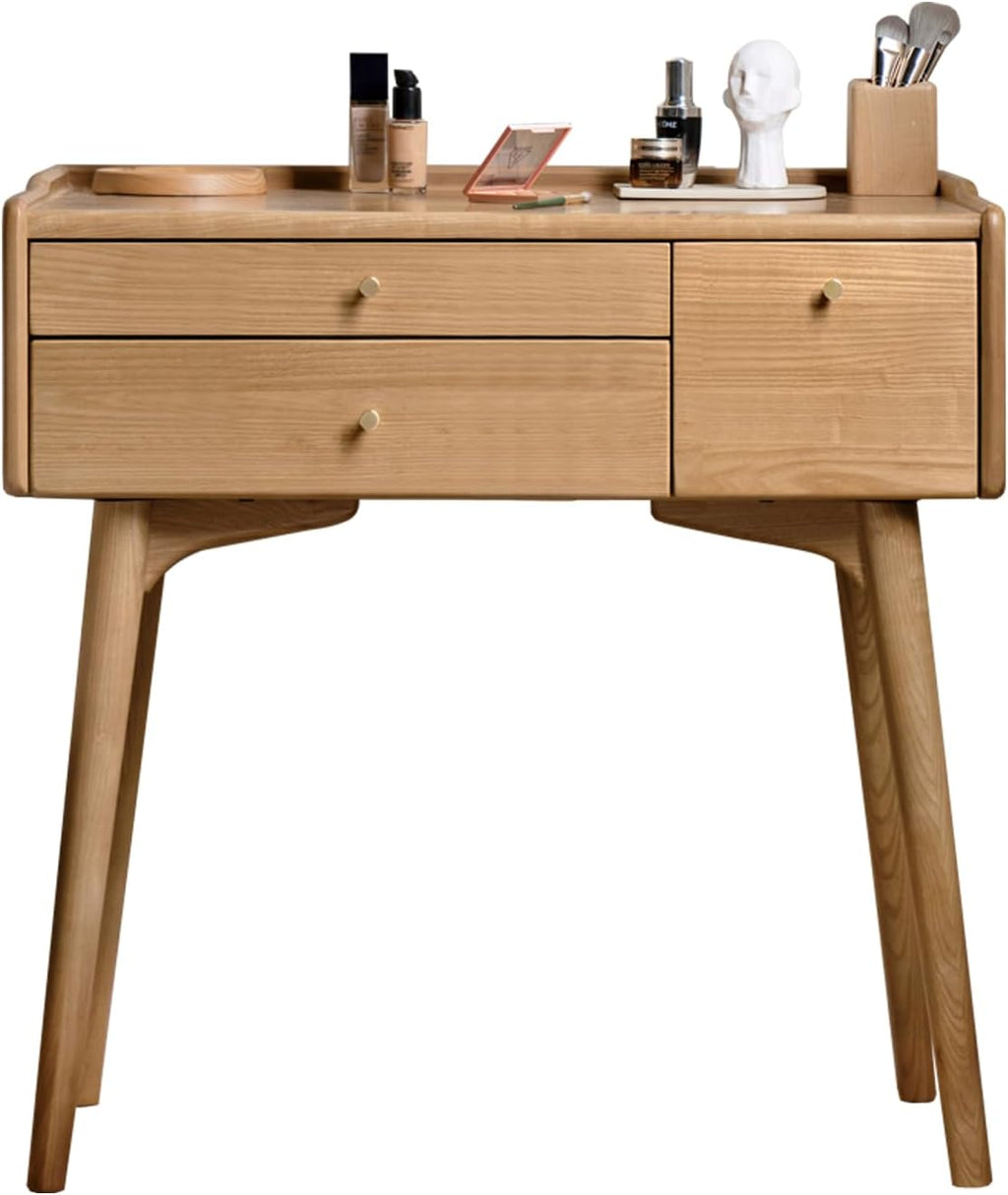 Small Vanity Desk, Solid Wood Dressing Table with Drawer Divider, Study Desk and Vanity Desk for Bedroom, 18' D x 40' W x 32' H