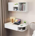 Vanity Set Dressing Table Floating Laptop Table with Supporting Bookshelf Wall Mounted Shelf with Drawers Space-Saving Corner Vanity Desk,Ideal for Home