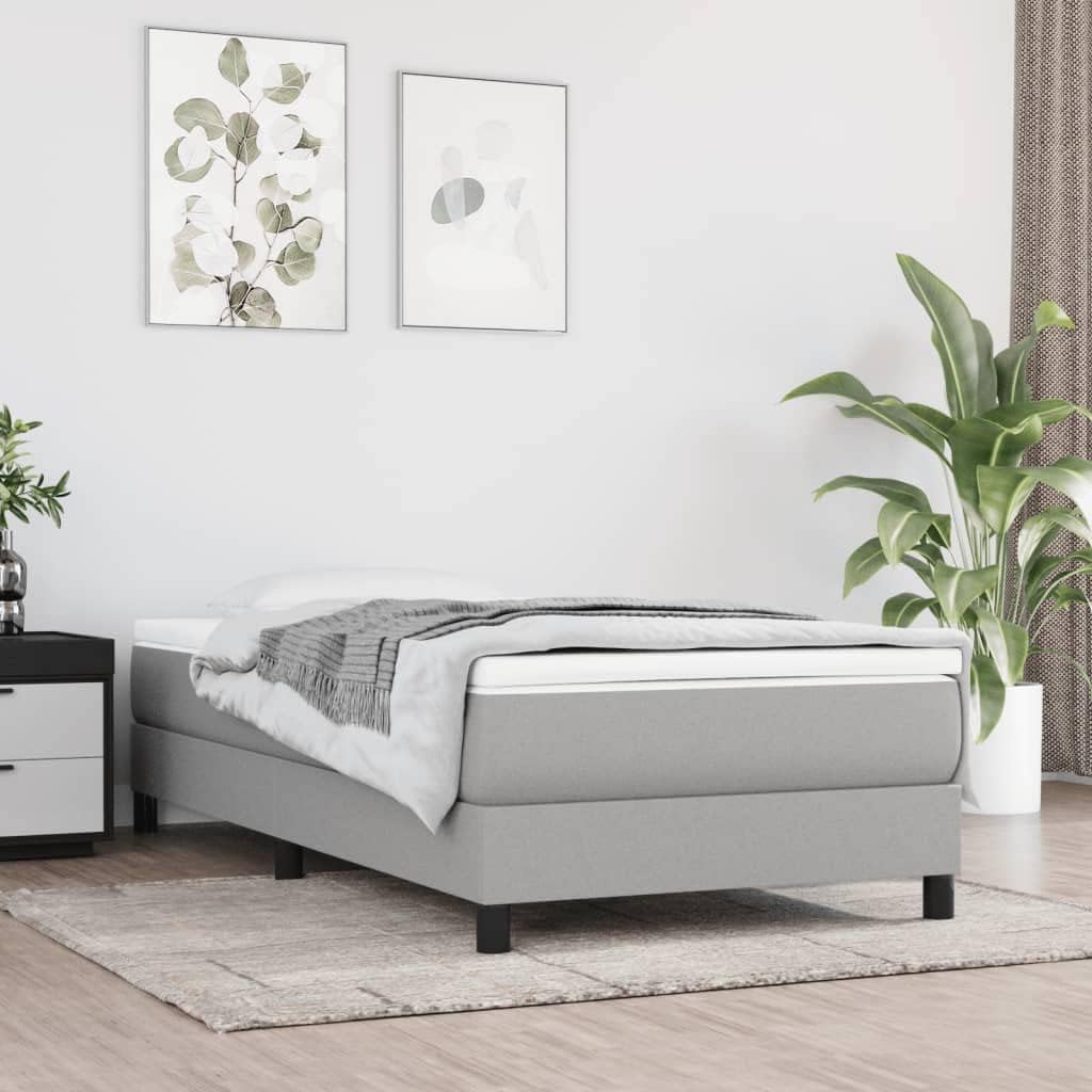 Light Grey Twin XL Fabric Bed Frame with Breathable Polyester Cover and Sturdy Plywood Platform, Modern Design for Compact Spaces, Easy Maintenance and Durable Construction
