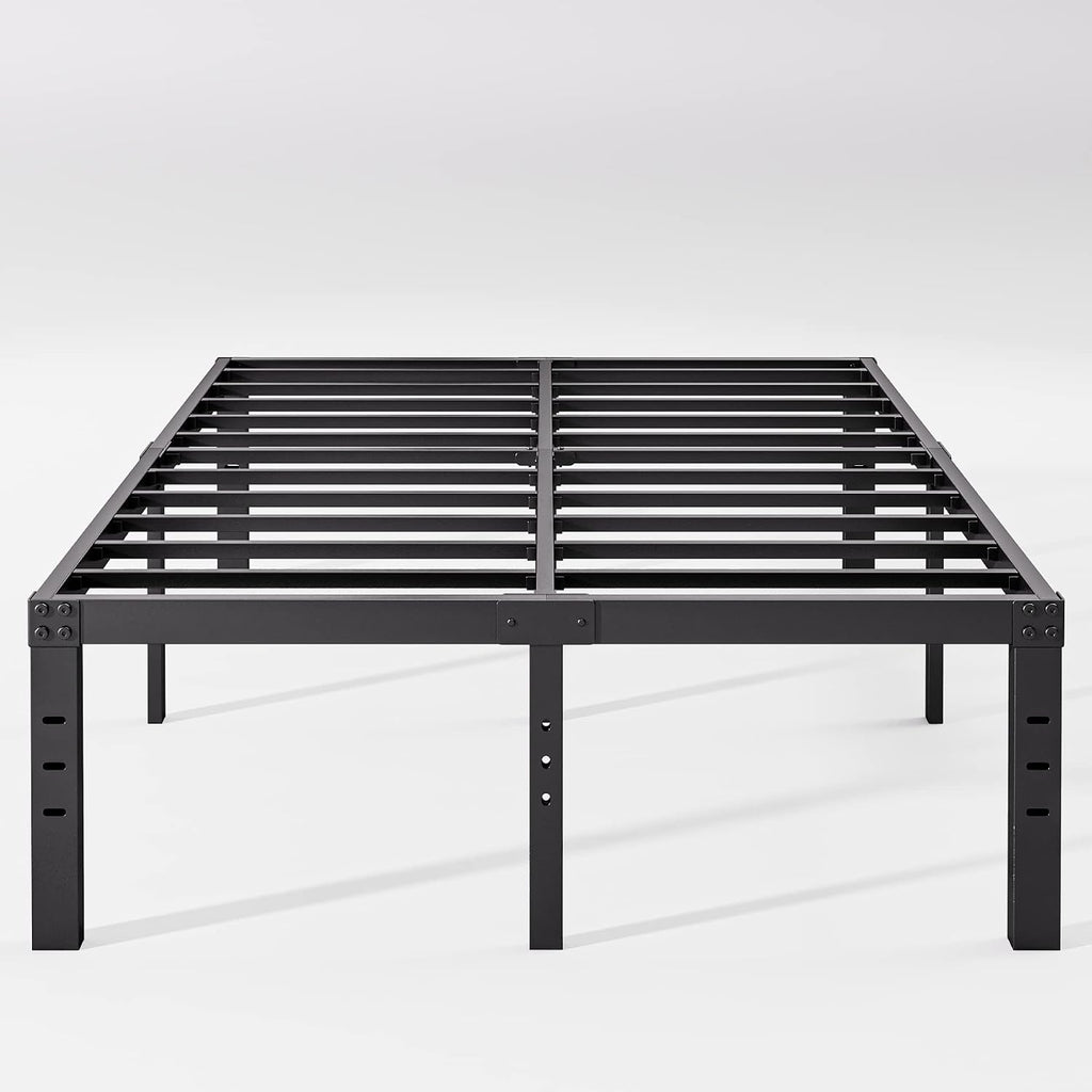 18 Inch High California King Bed Frames No Box Spring Needed, Tall Heavy Duty Metal Platform Cal King Bed Frame for Heavy People with Steel Slat, Easy Assembly, Noise Free, Black