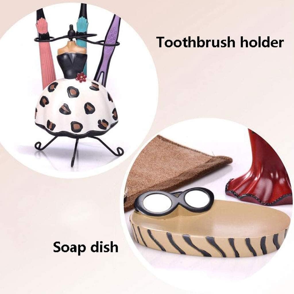 Vanity Bathroom Decor, Resin Bathroom Accessory Set Toothbrush Holder,Tumbler,Soap Dish,Soap Dispenser, Bathroom Set Housewarming Gift(6pcs)