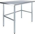 36' x 30' Open Base Stainless Steel Work Table – NSF Certified Heavy Duty Commercial Prep Table with Galvanized Legs for Kitchens, Labs & Utility Rooms