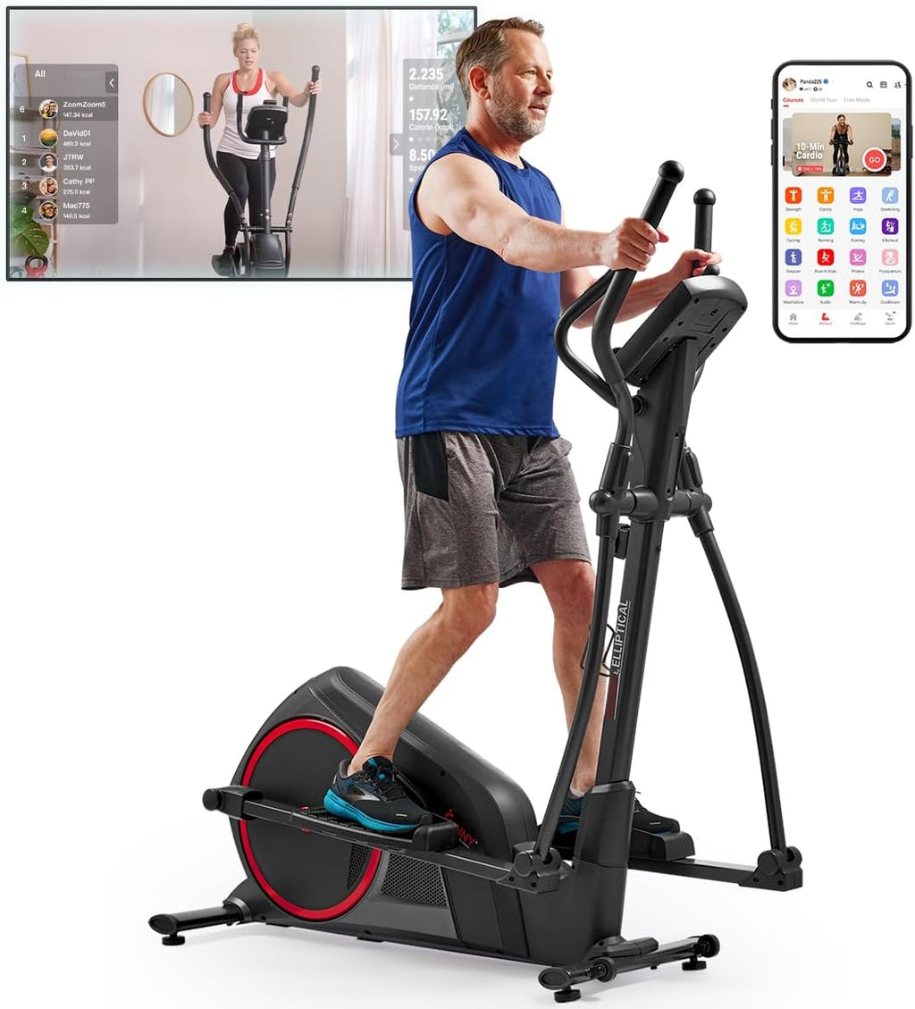 Sunny Health & Fitness Elliptical Machine with Extended Stride, Ultra Quiet 300 lbs Capacity Cross Training Cardio Fully Body Exercise for Home, Sunny Fit App Access, Optional 12' or 16' Stride Length