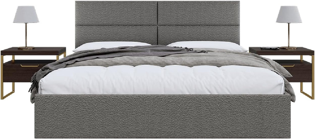 Vänt Upholstered Wall Panels - King/Cal King Size Wall Mounted Headboards - Boucle Grey - Twin/King - Set of 4 Panels (Each Individual Panel 39'x11.5')