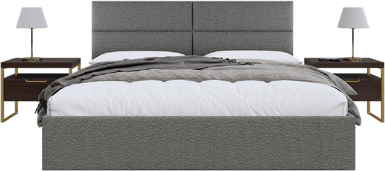 Vänt Upholstered Wall Panels - King/Cal King Size Wall Mounted Headboards - Boucle Grey - Twin/King - Set of 4 Panels (Each Individual Panel 39'x11.5')