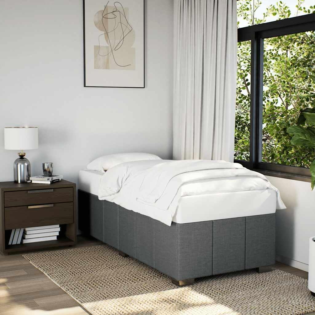 Modern Twin Bed Frame with Dark Gray Polyester Upholstery, Engineered Wood and Plywood Construction for Sturdy Support, Breathable Fabric for Enhanced Comfort, Easy Assembly