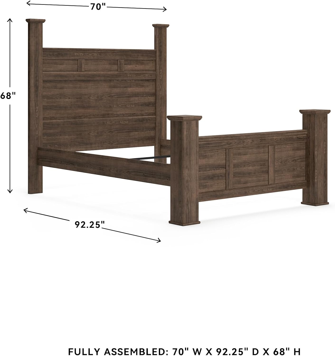 Signature Design by Ashley Juararo Casual Queen Poster Bed with Metal Slats, Foundation or Box Spring Needed, Dark Brown