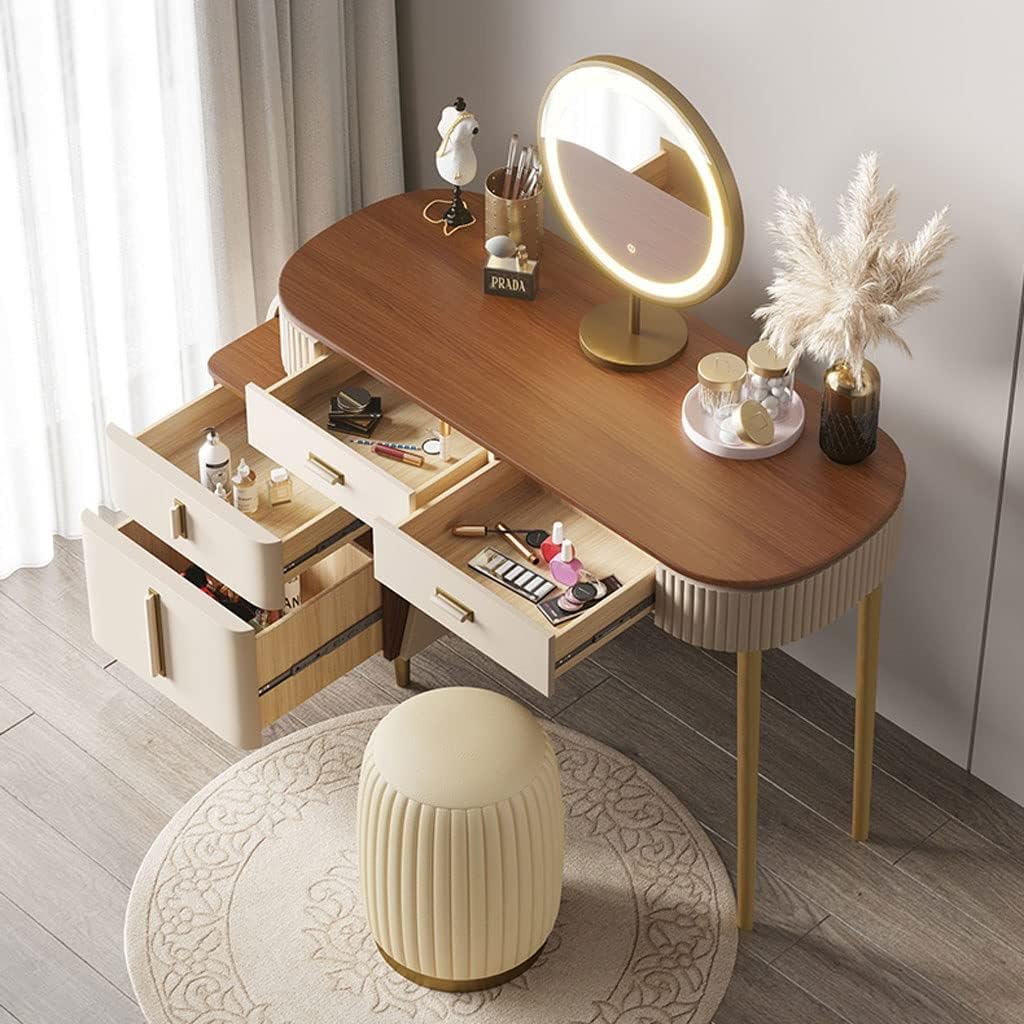 Vanity Benches Vanity Table Set with Light Mirror Modern Dressing Table for Bedroom Women Dressing Table Multifunctional Table (Color : A, Size : L100cm)