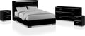 HOMES: Inside + Out Linsey Contemporary Wood 4-Piece King Bedroom Set, Box Spring Required, Black