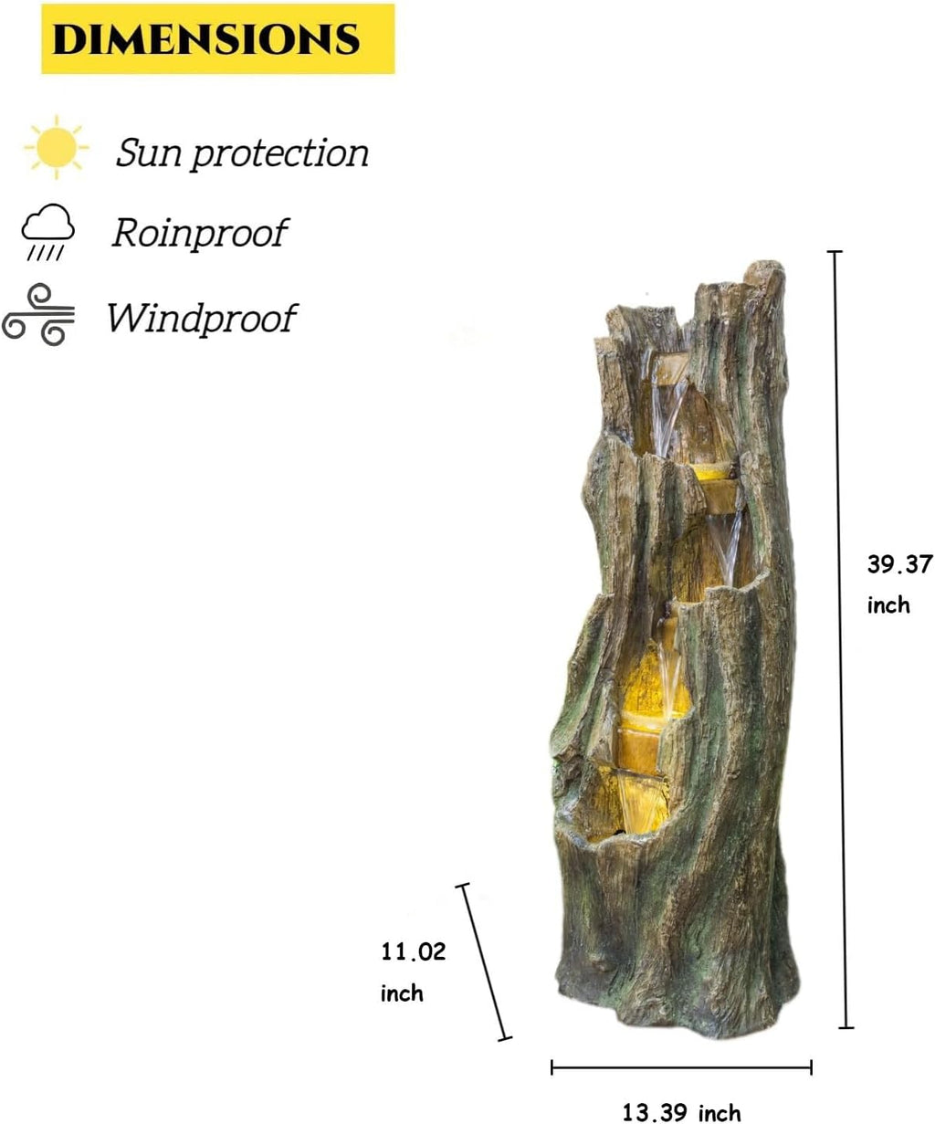 Waterfall Fountain for Outdoor Gardens and Patio Backyards – Includes Energy-Efficient LED Lights and Easy Setup for Instant Relaxation