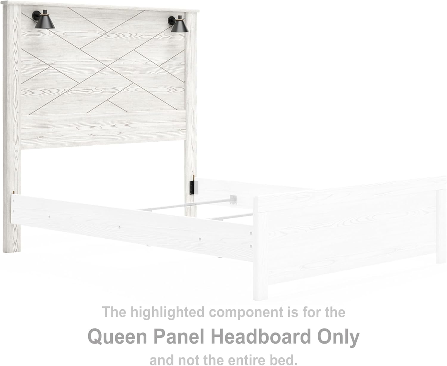 Signature Design by Ashley Gerridan Casual Rustic Two-Tone Headboard with Sconce Lights ONLY, Queen, Whitewash