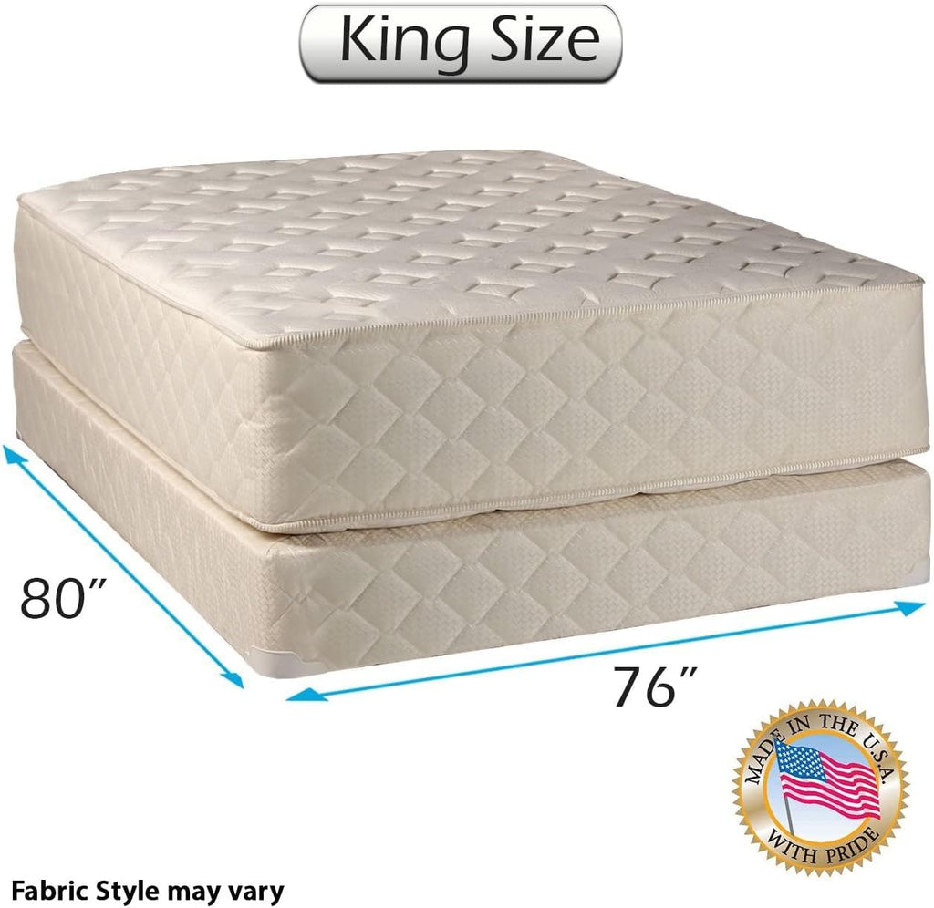 DS Solutions USA Highlight Luxury Firm King Size Mattress Set with Metal Bed Frame - Orthopedic, Innerspring Coils, Premium Edge Guards, Longlasting Comfort