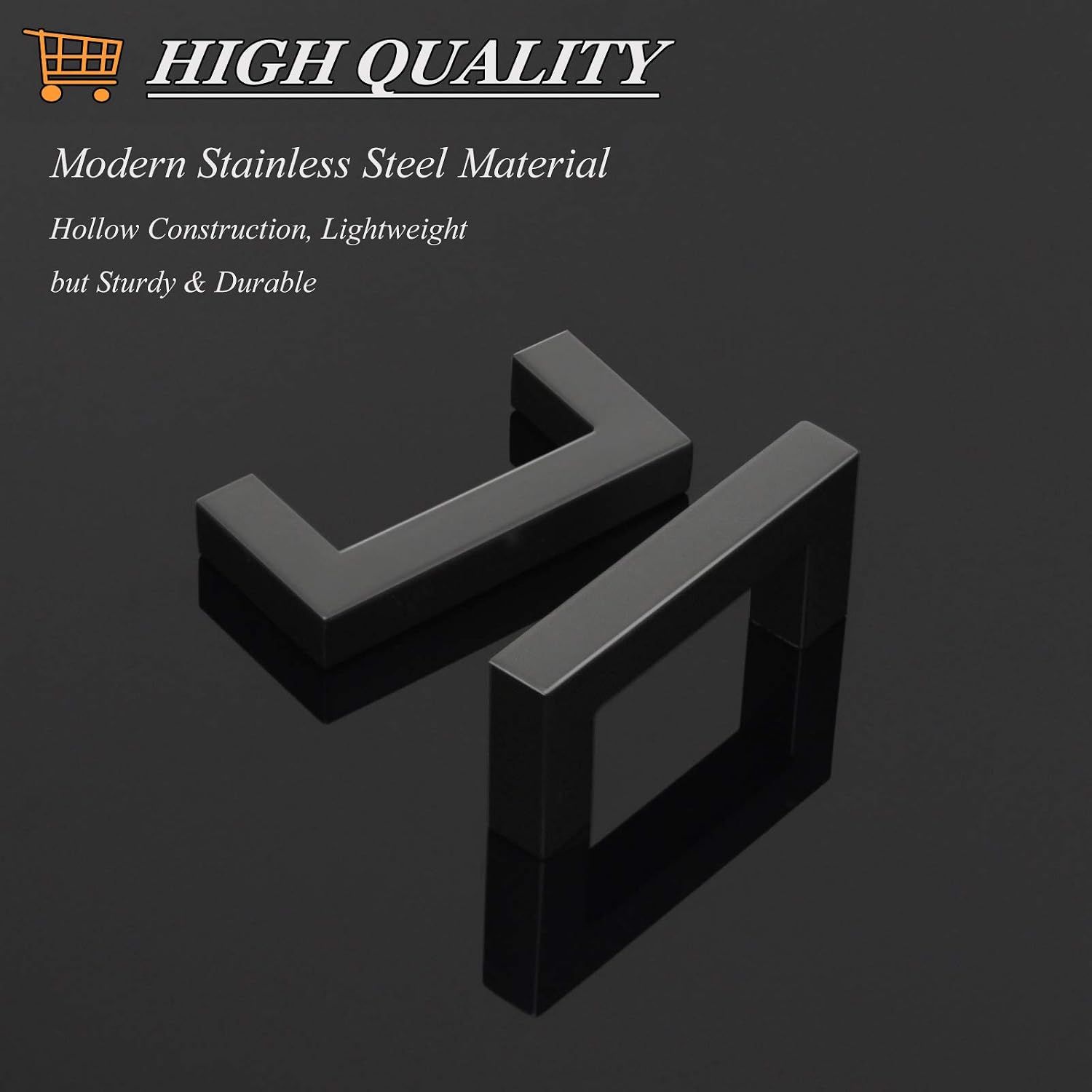 Probrico 100 Pack Black Square Bar Cabinet Pulls Drawer Dresser Handles Stainless Steel Modern Hardware for Kitchen Bathroom Cabinets Cupboard, Hole Center 2-1/2 inch Desk Wardrobe Door Pulls