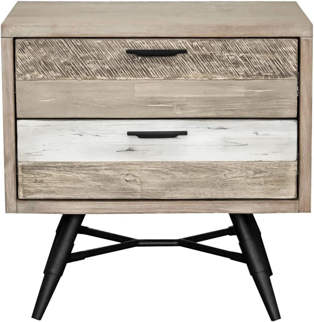 Armen Living Bridges 3 Piece King Bedroom Set in Two-Tone Acacia Wood