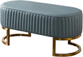 Leather Footstool Shoe Changing Bench Simple Modern Bedroom Bed End Stool Fashion Creative Round Corner Stool Light Luxury Fitting Room Stool(Light Blue,60x45x45cm)