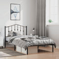 Metal Bed Frame with Headboard Black Queen Size 39.4'x78.7' Steel Platform Bed Frame Sturdy No Box Spring Needed Underbed Storage Space for Bedroom Furniture