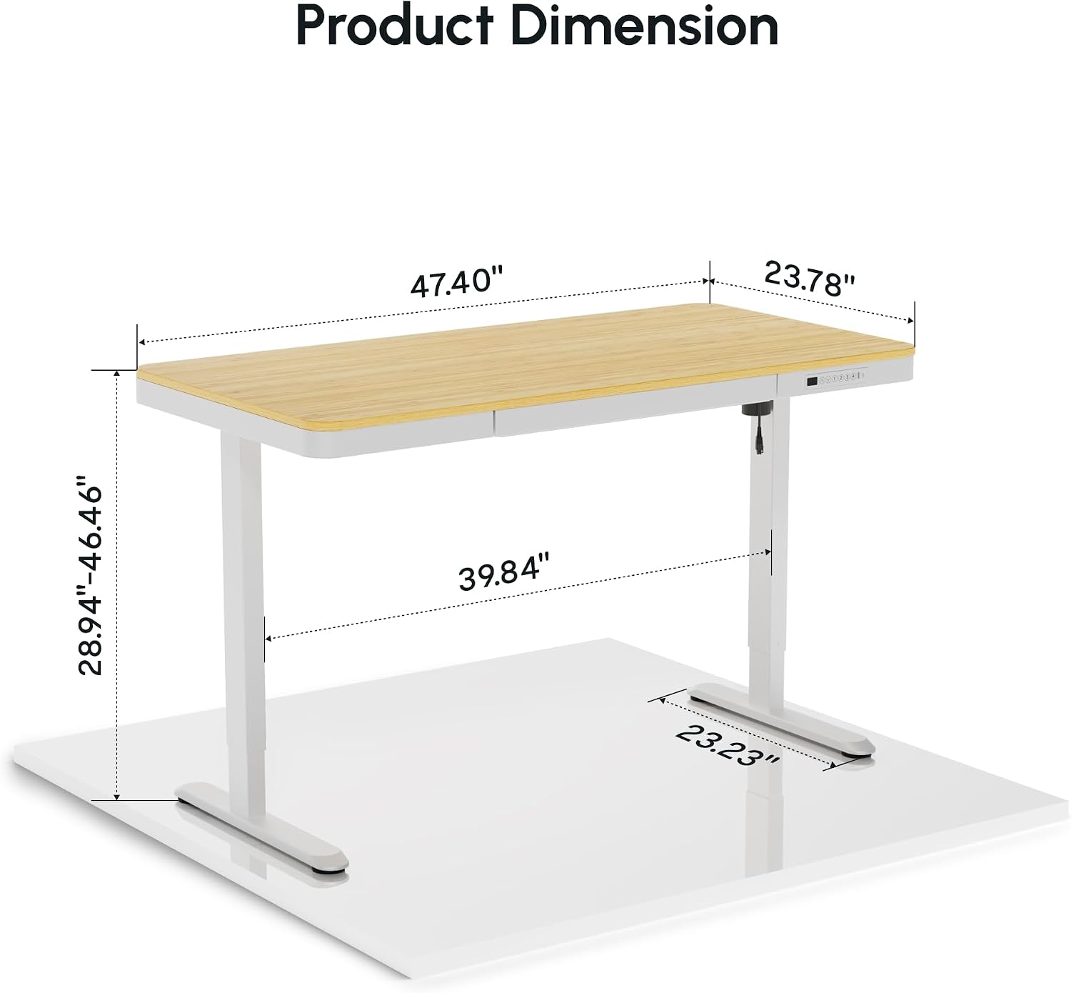 FLEXISPOT Electric Standing Makeup Vanity Desk with Drawer and USB Charge Ports,48' Height Adjustable Quick Install Dressing Table for Women Girls Bedroom Dressing Room,Bamboo-Look Laminate/White
