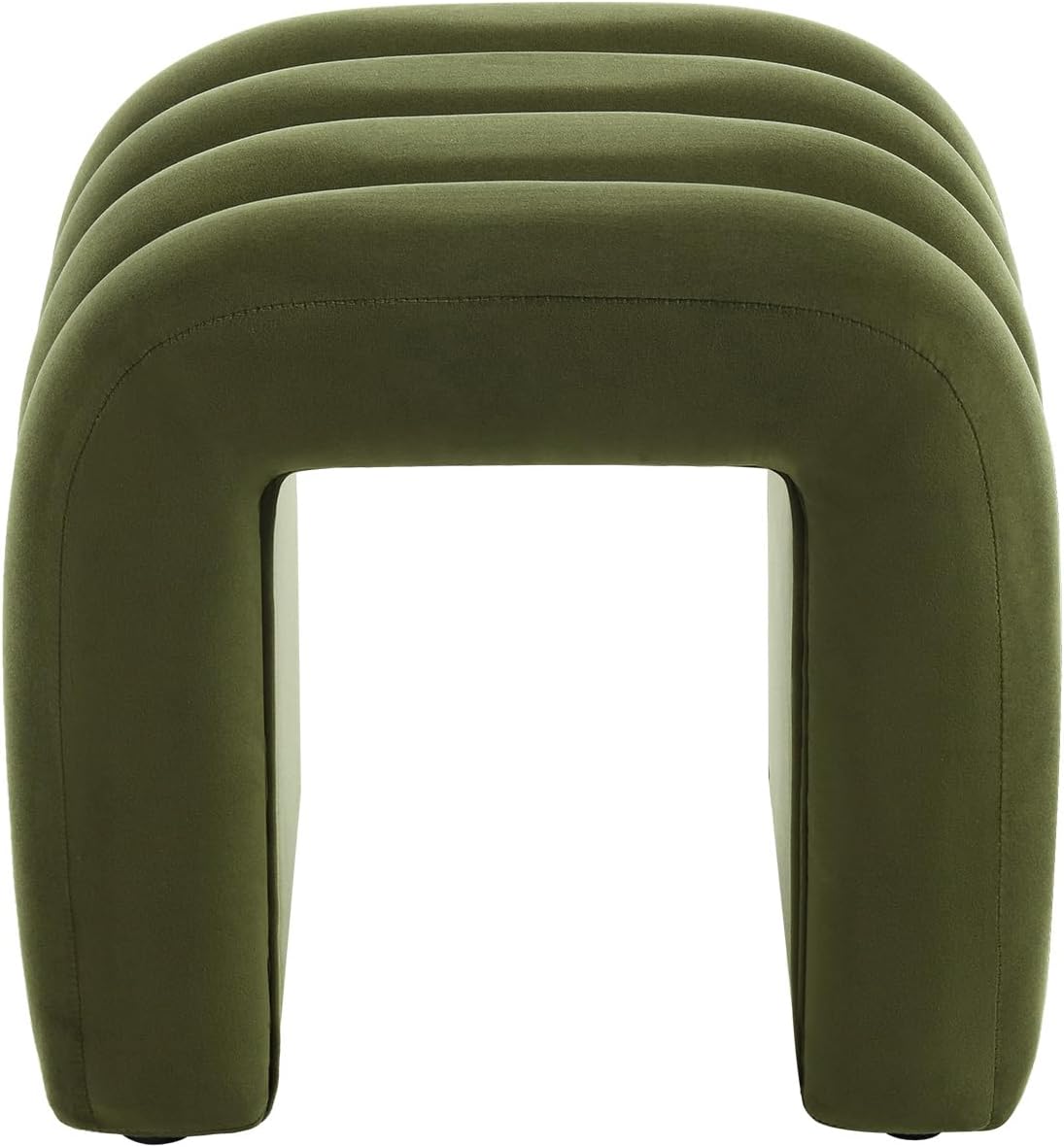 Flouki Ottoman Foot Stool with Channel Tufted, Small Ottoman Bench for Entryway, Modern Velvet Vanity Stool Chair, Upholstered Foot Rest Extra Seat for Living Room (Green, Set of 2)