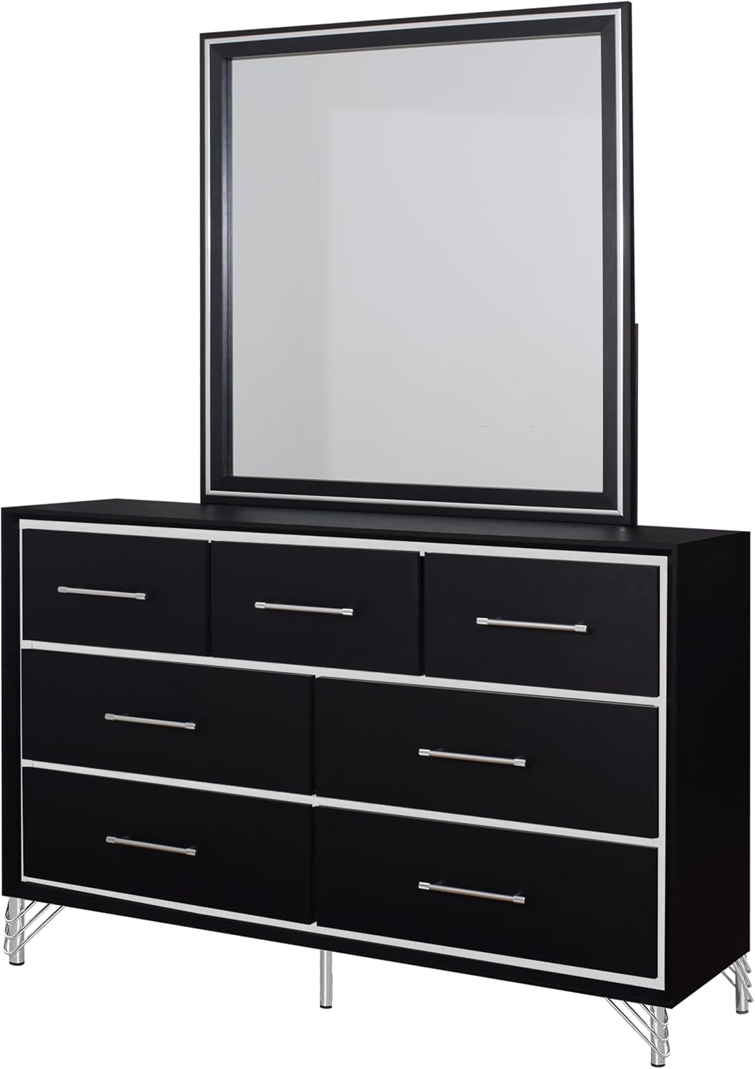 New Classic Furniture Ava 4-Piece Wood King Bedroom Set with Nightstand, Ebony Black