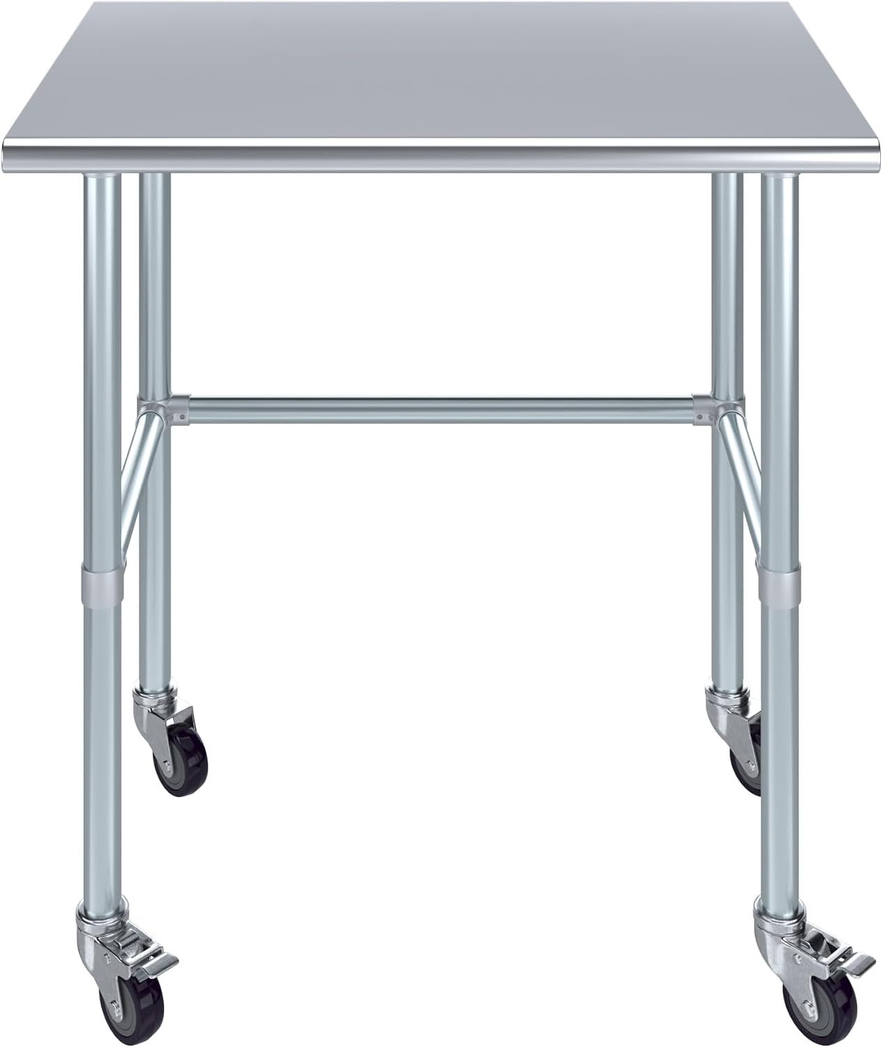 AmGood Stainless Steel Work Table Open Base & Wheels | Work Station | Metal Work Bench (Stainless Steel Work Table Open Base + Casters, 36' Long x 24' Deep)
