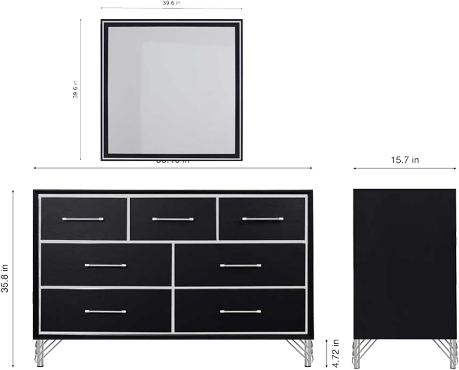 New Classic Furniture Ava 4-Piece Wood King Bedroom Set with Nightstand, Ebony Black