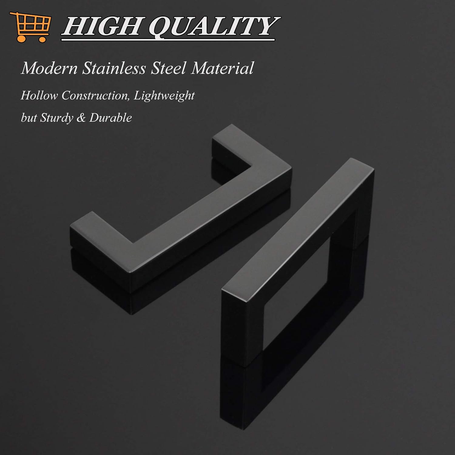 Probrico 100 Pack 3' Hole Centers Cabinet Pulls Black Drawer Handles - Kitchen Cabinet Handles Modern Suqare Bar Pulls Stainless Steel Cabinet Hardware for Dresser Bathroom Bedroom Laundry