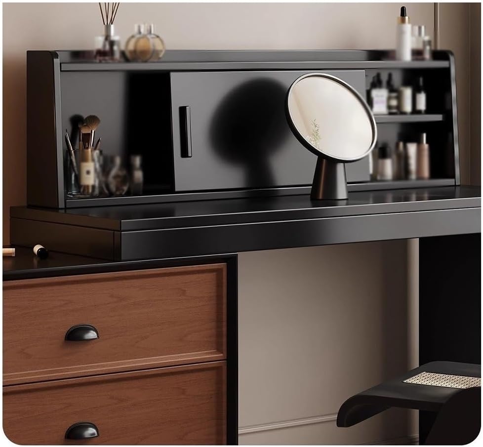 Vanity Table Vintage Solid Wood Vanity Dresser Set - Chic French Corner Makeup Table with Storage Cabinet