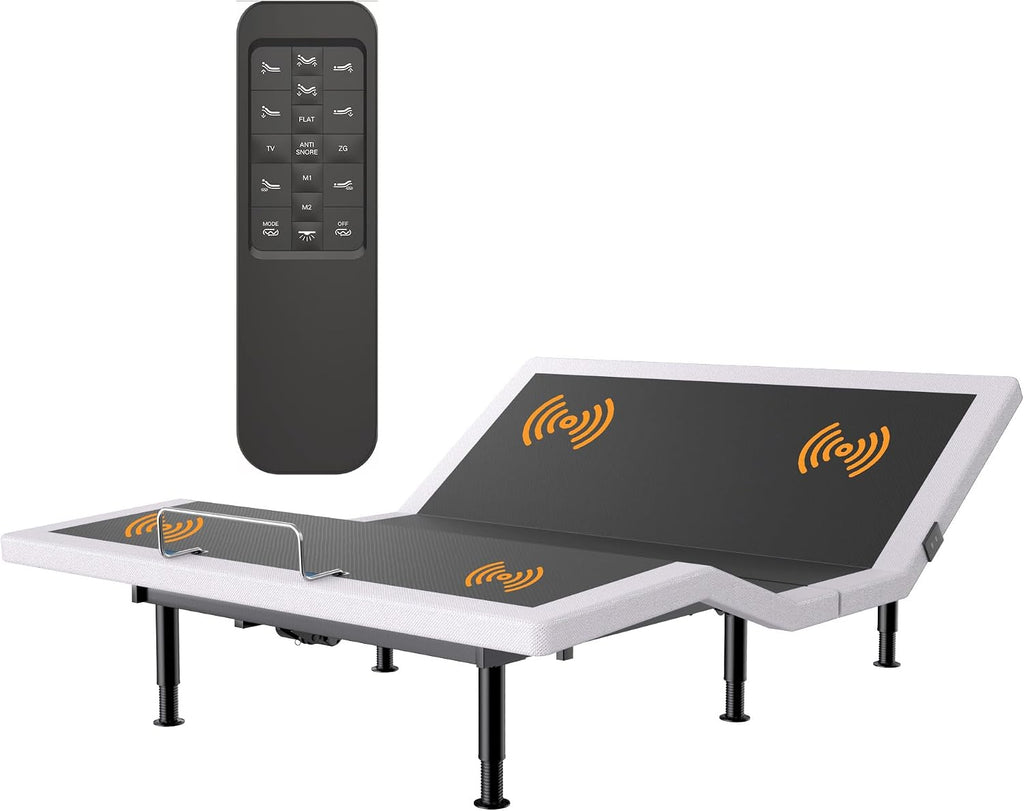 Adjustable Bed Frame Queen with Massage, Wireless Remote, Head Foot Incline, USB, Underbed Light Easy Assembly, Zero Gravity, Bed Frame Basic with Quiet Motor