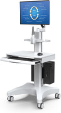 BEWISER Trolley Cart with Monitor Mount & Telescopic Keyboard Tray & Oral Scanner Holder Height Adjustable Mobile Workstation for Office, Lab & Beauty Salons,Factories
