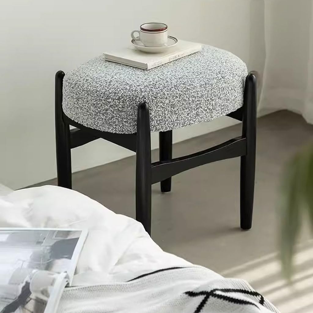 Entryway Shoe Bench: Lambskin-Upholstered Solid Wood Vanity Perch - Creative Sofa Accent