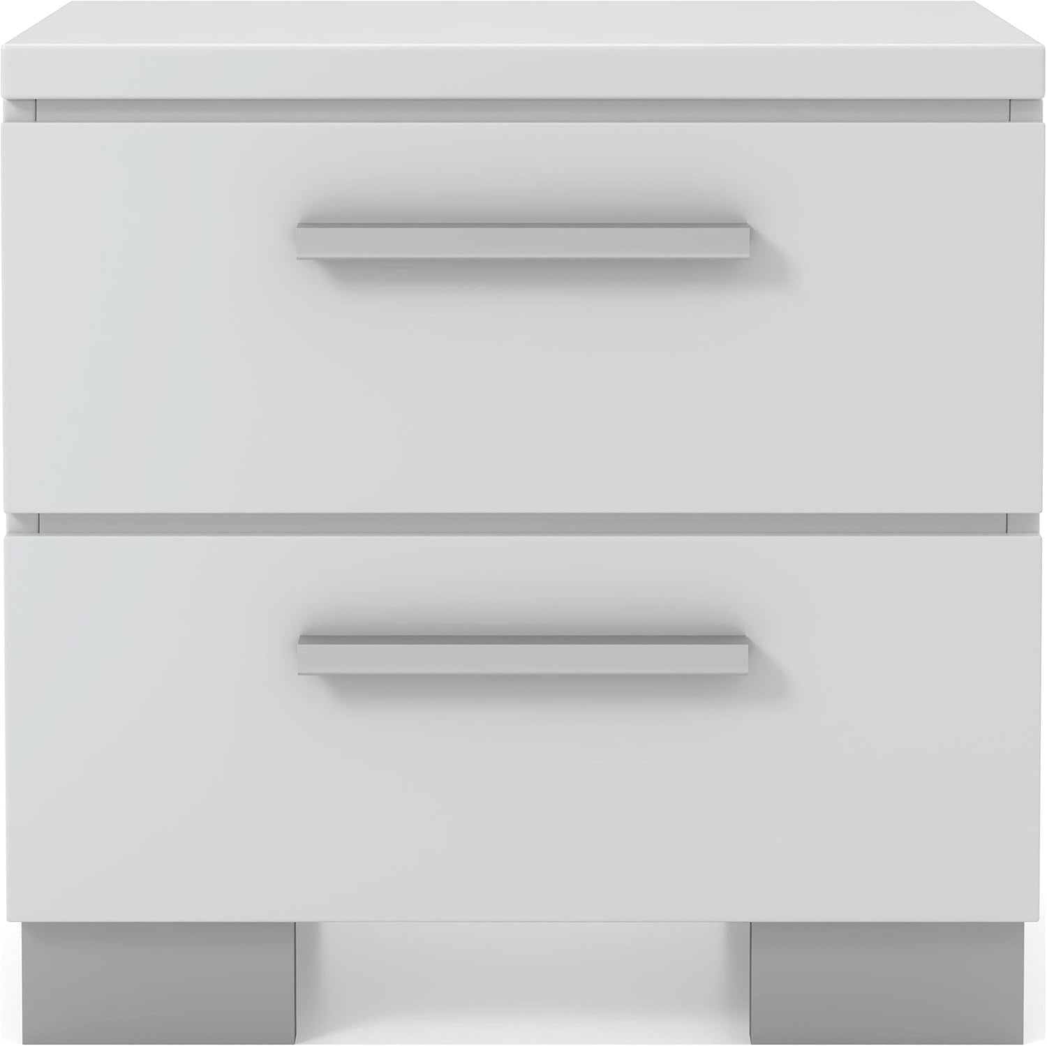 Furniture of America FOA Rayland 2pc Glossy White Wood Bedroom Set - King + Nightstand