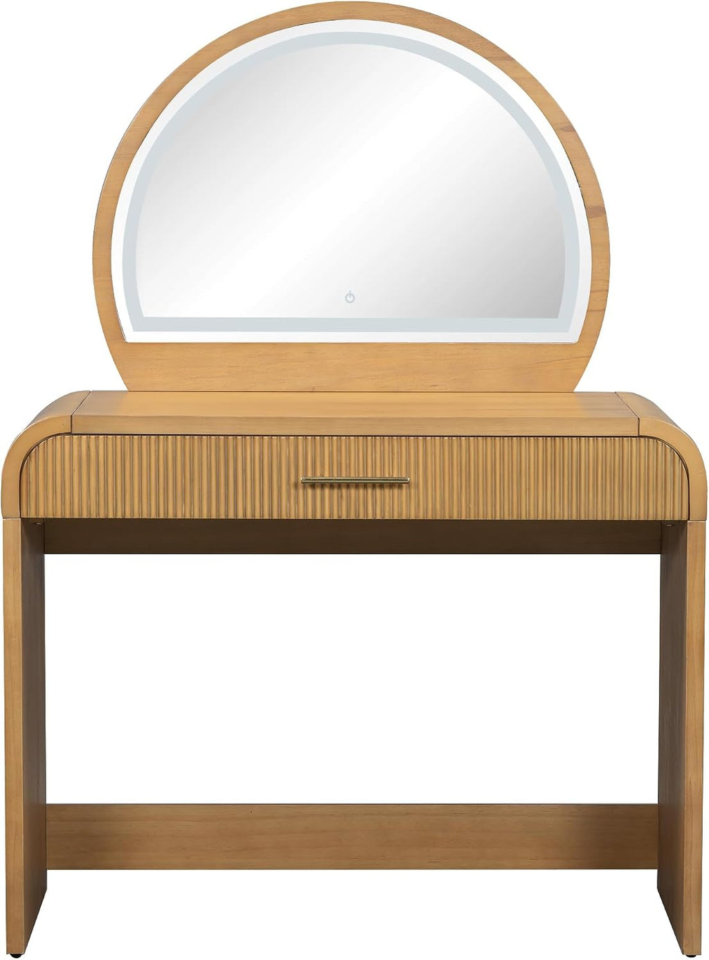 JIJIWANG 39' Makeup Vanity Table with Mirror Touch Screen Lighted Mirror, Dressing Table with Drawer for Bedroom, (Natural, 39' L x 20.1' W x 52.7' H)