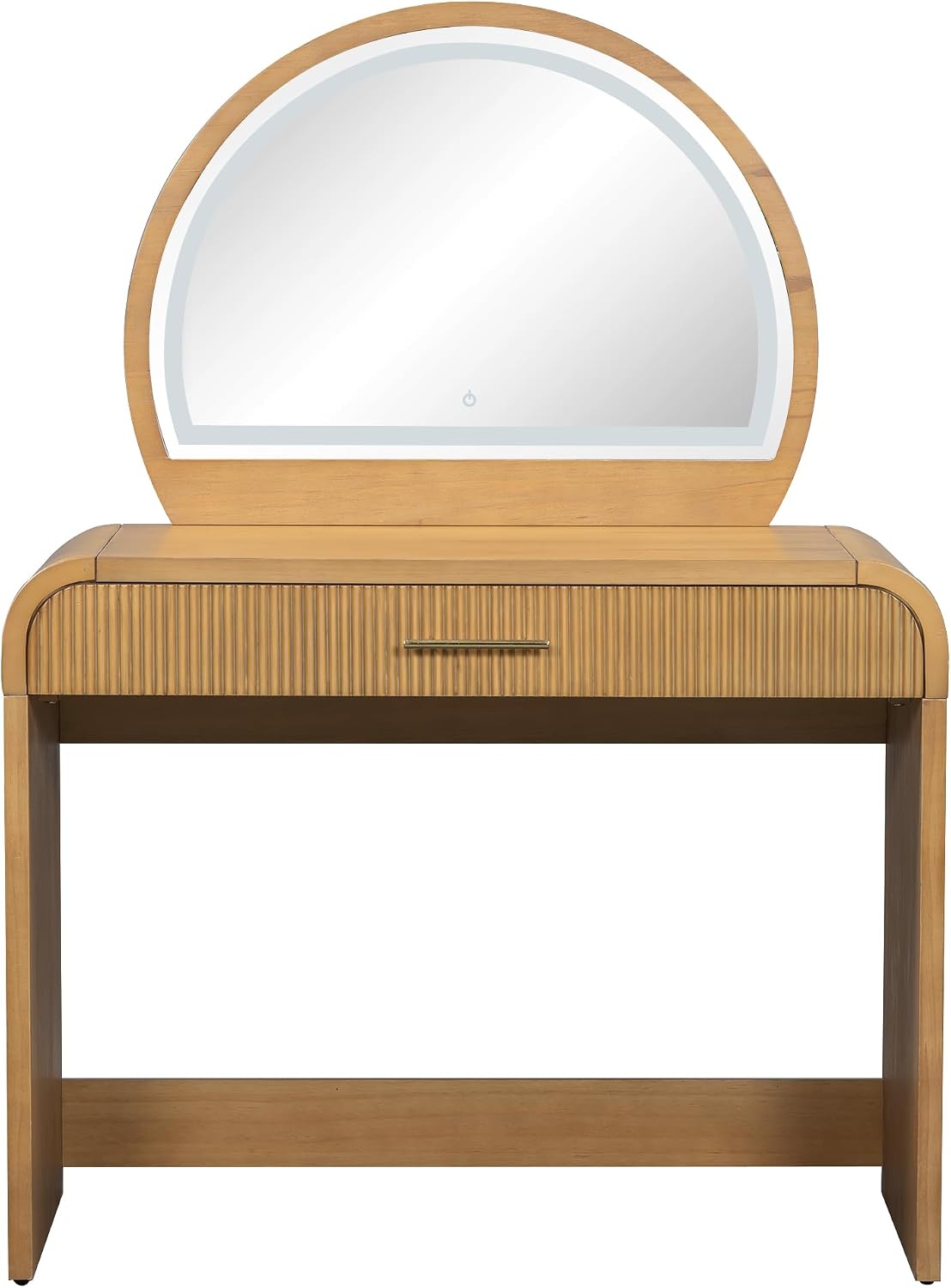 JIJIWANG 39' Makeup Vanity Table with Mirror Touch Screen Lighted Mirror, Dressing Table with Drawer for Bedroom, (Natural, 39' L x 20.1' W x 52.7' H)