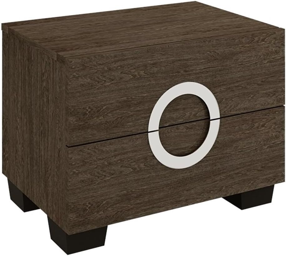 Pemberly Row 4-Piece Wood California King Bedroom Set, Gray High Gloss Lacquer Finish, Includes Bed, Dresser, Nightstand, Mirror, Circular Inlet Design, Modern Style for Sophisticated Bedroom Decor
