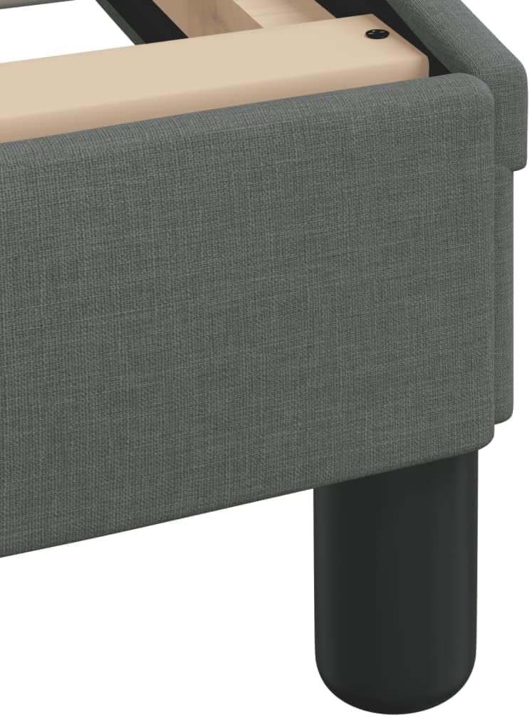 Upholstered Twin Platform Bed Frame with Headboard Dark Gray Fabric Bedframe Sturdy Modern Design for Bedroom Furniture