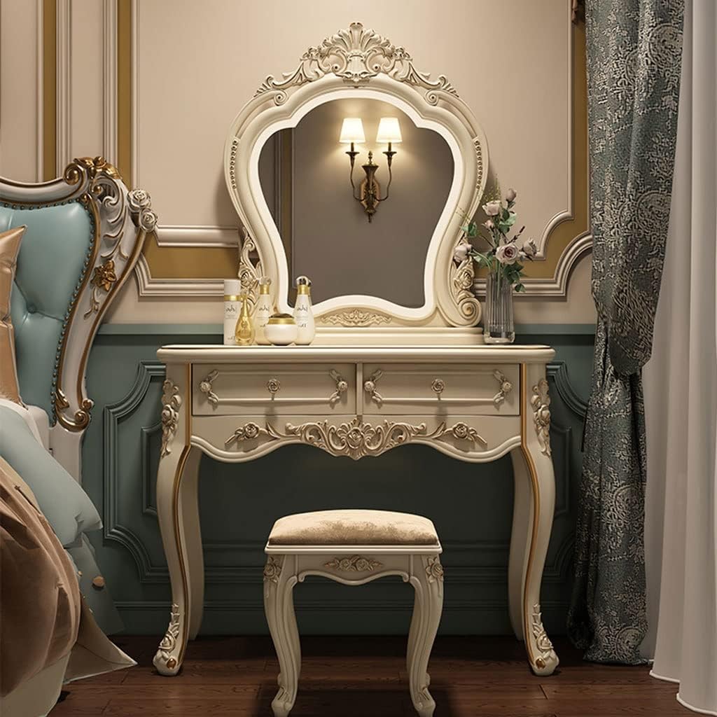 Vanity Benches Dresser Set with Lighted Mirror Bedroom Makeup Table Multifunctional Fashion Dresser Ladies Vanity Table (Color : A)