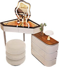 Makeup Vanity with Mirror and Lights Expandable and Adjustable Wood Vanity Lighting Adjustable in Three Levels 90° Corner Design Multi-Purpose Table(White,140 * 30 * 130CM)