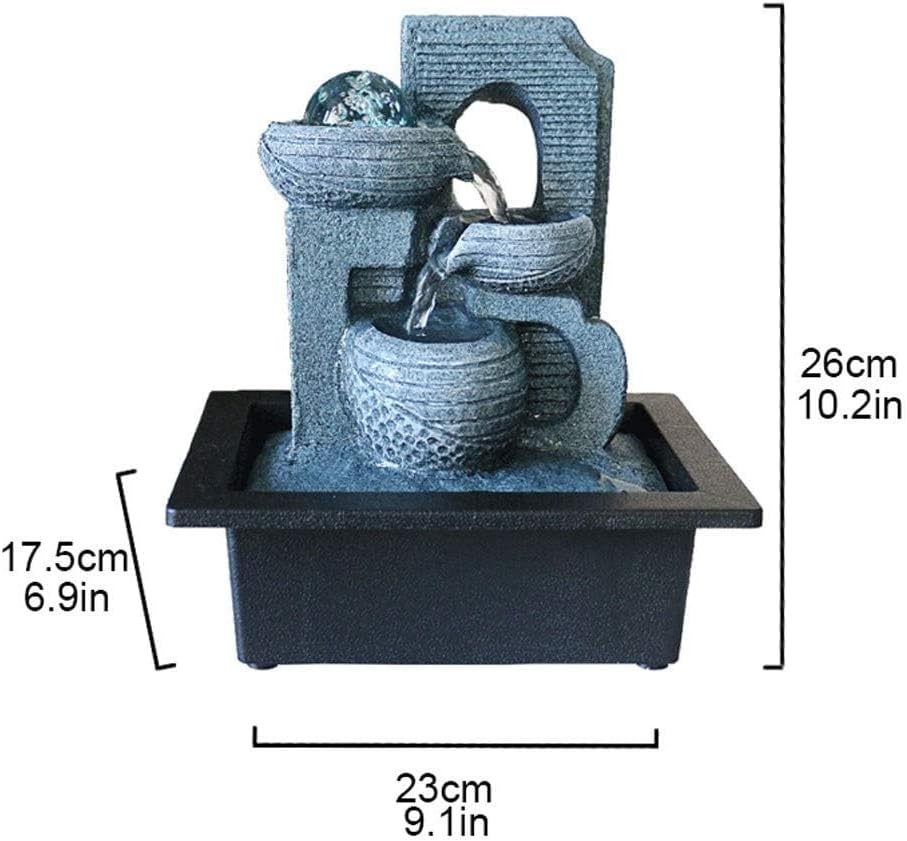 Small Indoor Water Fountain Water Features Outdoor Tabletop Fountain Small Indoor Leisure Fountain Tabletop Decorative Fountain 10.2 Inch High Bowl Indoor