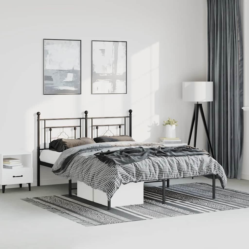 Metal Bed Frame with Headboard Black Queen Size 59.1'x78.7' Platform Bed Frame Sturdy Steel Construction Underbed Storage for Bedroom Furniture