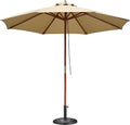 Yescom 9ft Coastal Solid Wood Umbrella Pulley Lift Commercial Base with Wheel Included for Seaside Restaurant Terrace Poolside Beach Club