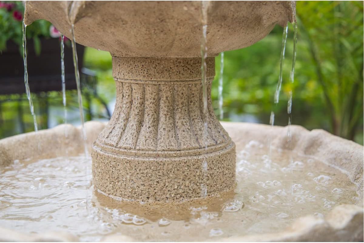 Kenroy Home 51009SNDST Frost Outdoor Solar Floor Fountain with Tan Finish, Traditional Style, 44' Height, 22' Width, 22' Depth