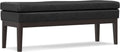 SIMPLIHOME Carlson Ottoman Bench - 45 inch Wide Upholstered Vegan Leather Rectangle Ottoman in Distressed Black, Mid Century Modern Bench for Bedroom, Entryway or Living Room with Padded Seat