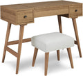 Signature Design by Ashley Thadamere Vanity with Stool, Light Brown & White