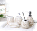 Vanity Bathroom Decor, Bathroom Accessories Set Ceramic Bath Ensemble Collection Features Liquid Soap Dispenser Toothbrush Holder Housewarming Gift(B,5 Pieces+Tray)