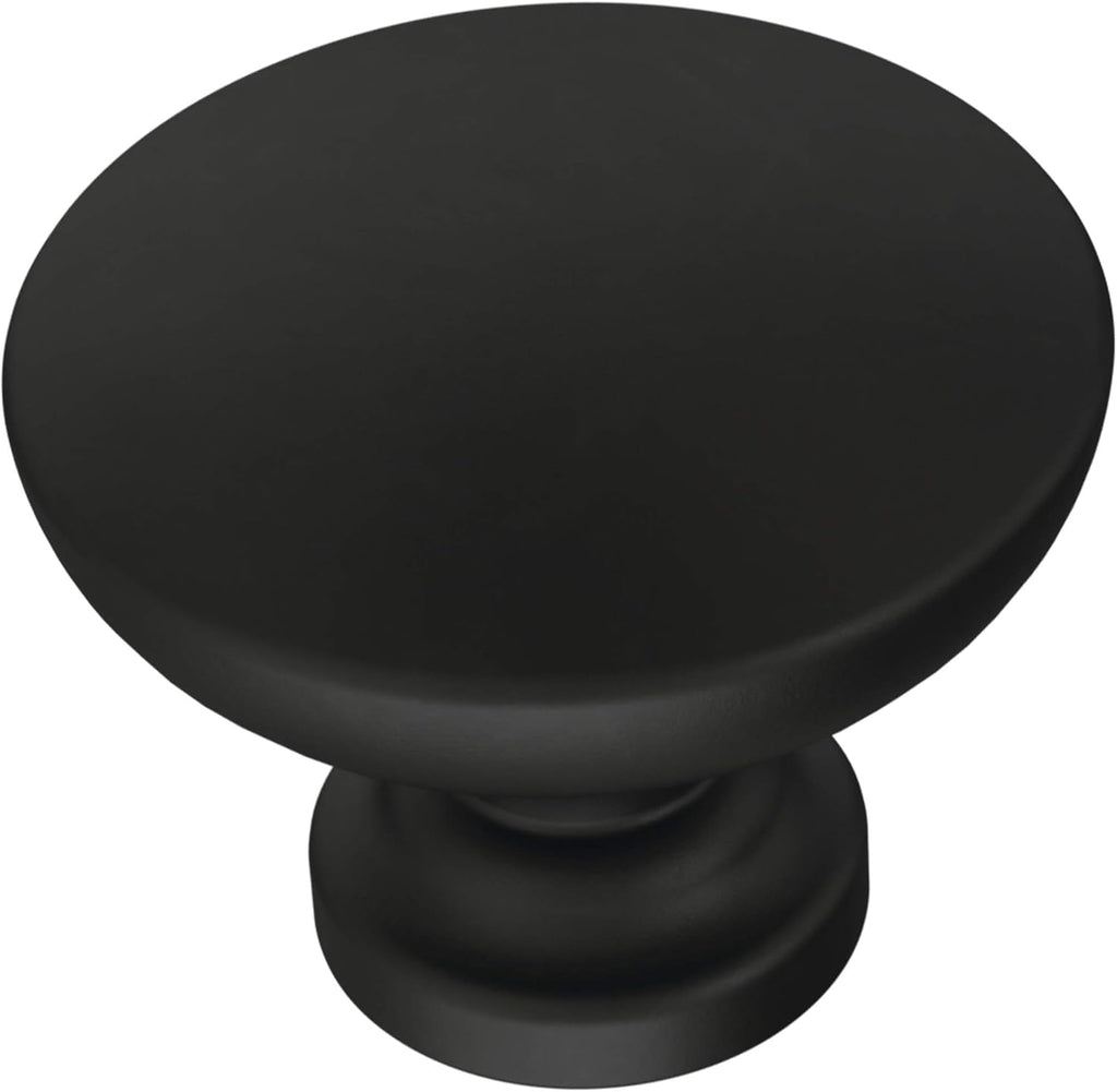 Franklin Brass - Fulton Matte Black Round Cabinet Knobs 1-3/16' Easy Install, Durable Hardware for Drawers, Dresser, Kitchen Cabinet Doors, and Furniture 10 Count (Pack of 6)