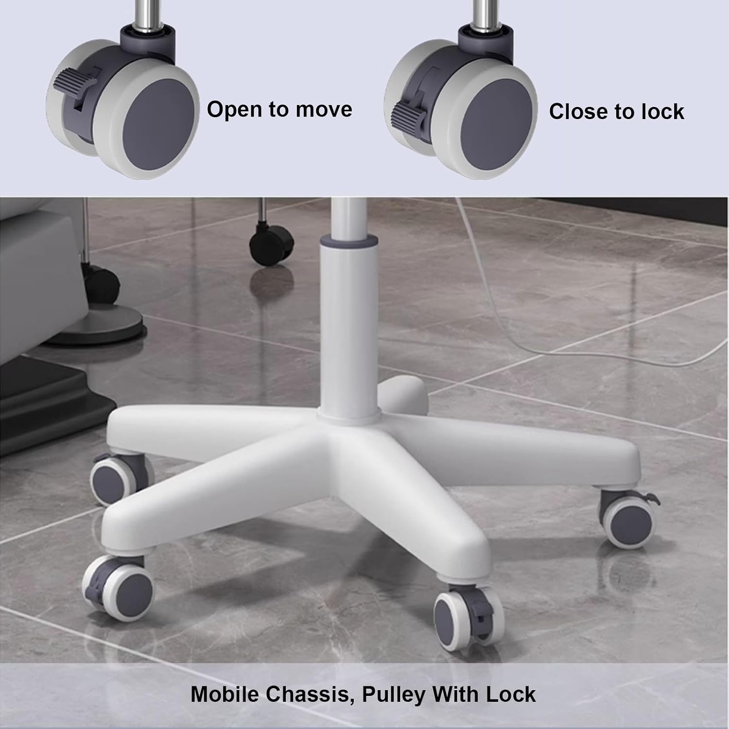 12W Medical Exam Lamp LED Surgical Light, 24V, Weighted Base, Mobile Exam Light with Flexible Gooseneck Lamp, Height-Adjustable, Dimmable, Floor Lamps with Wheels Rolling Base